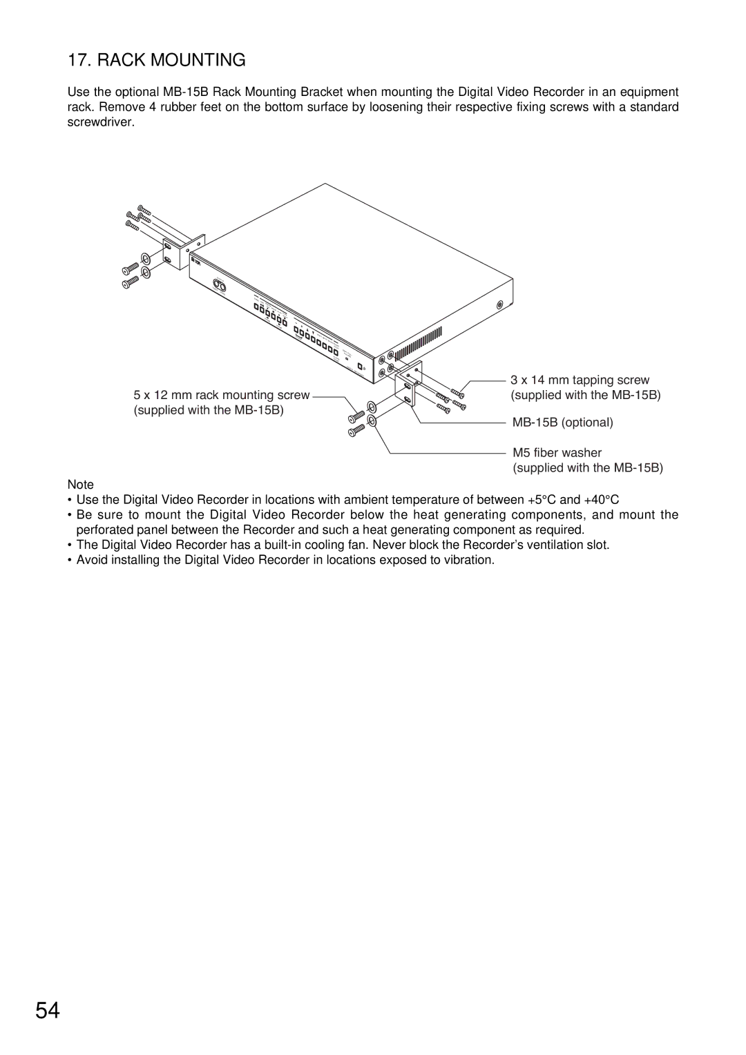 Toshiba C-DR0101 instruction manual Rack Mounting 