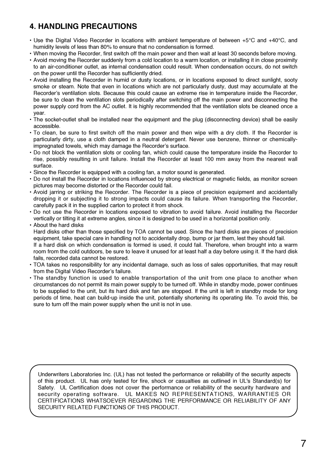 Toshiba C-DR0101 instruction manual Handling Precautions 