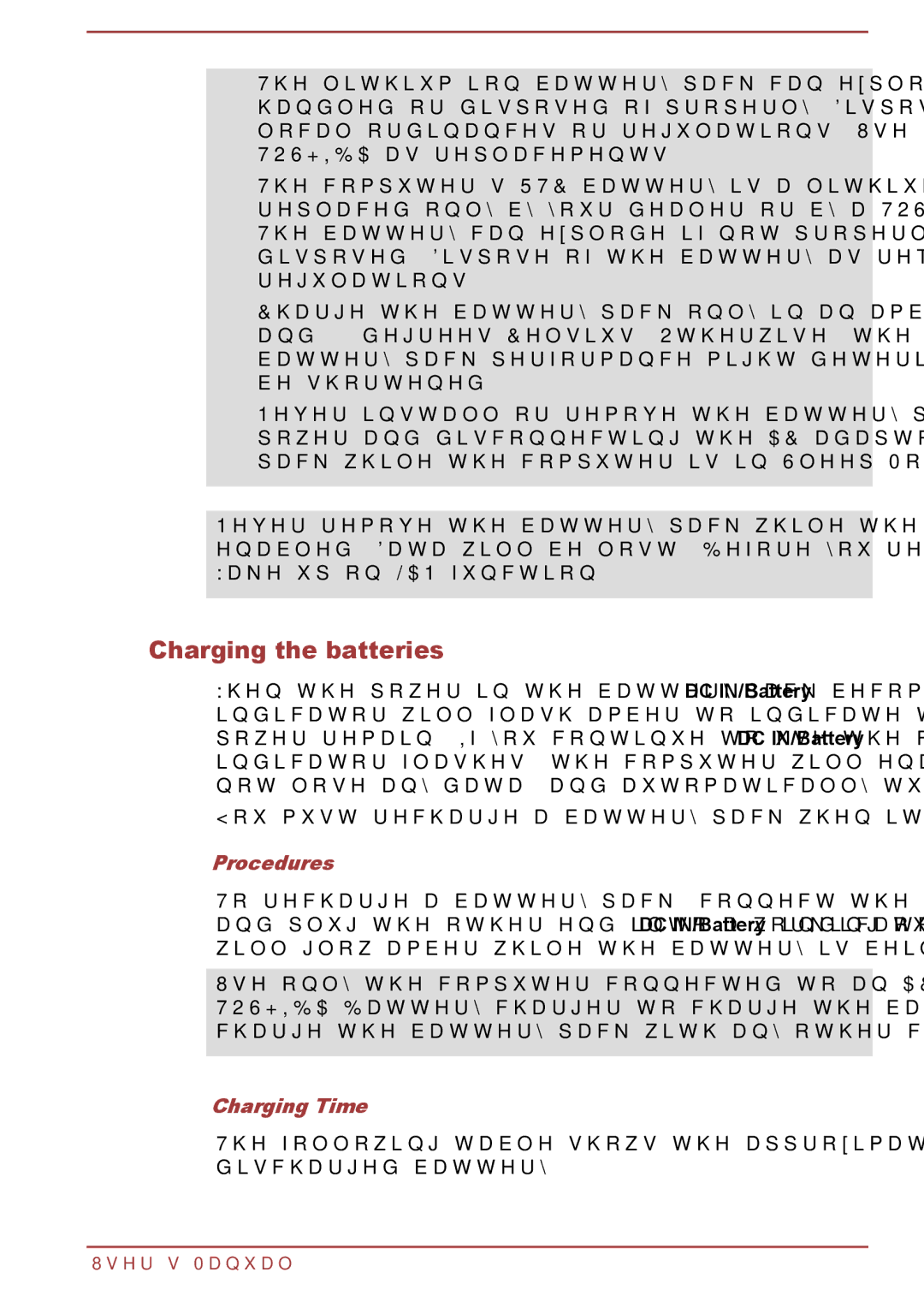 Toshiba C55-A, C50-A, C55t-A, C50D-A, C50Dt-A, C55Dt-A, C55D-A, C50t-A manual Charging the batteries, Procedures, Charging Time 