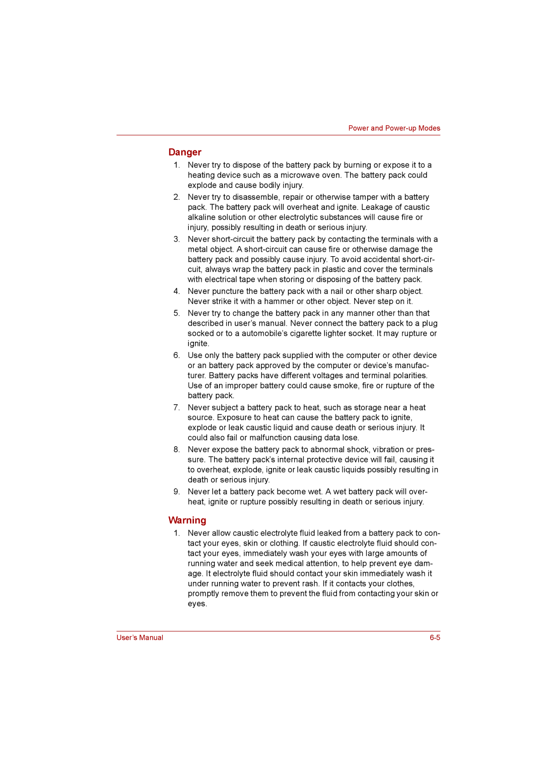 Toshiba C650D user manual Power and Power-up Modes 