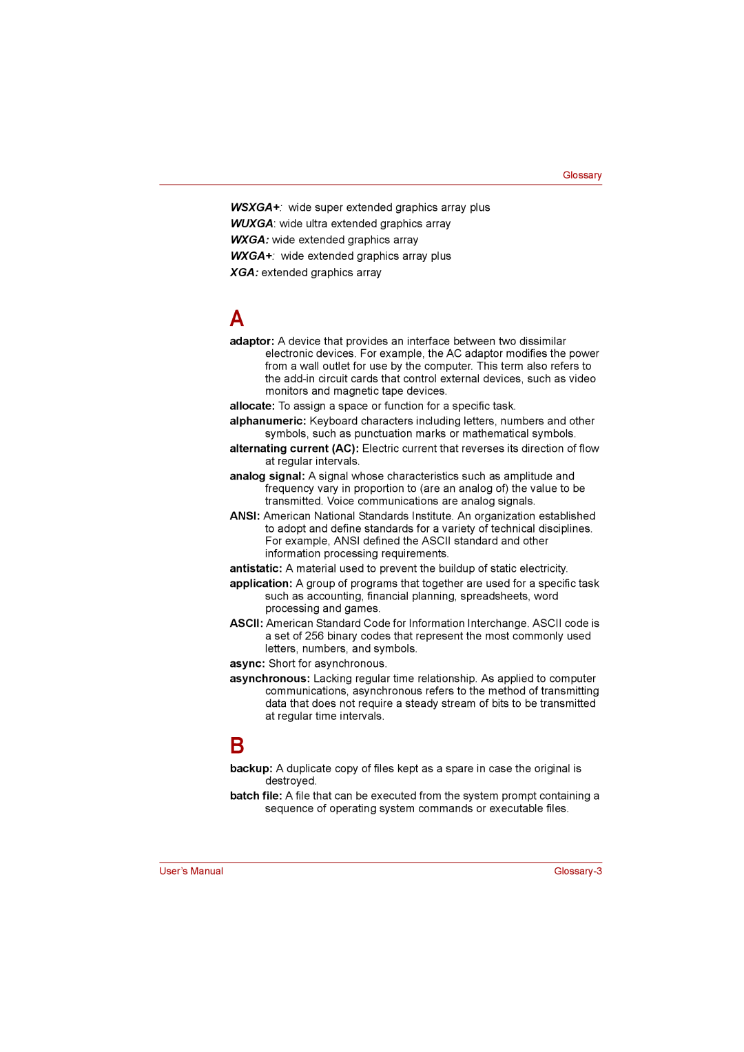 Toshiba C650D user manual Glossary-3 