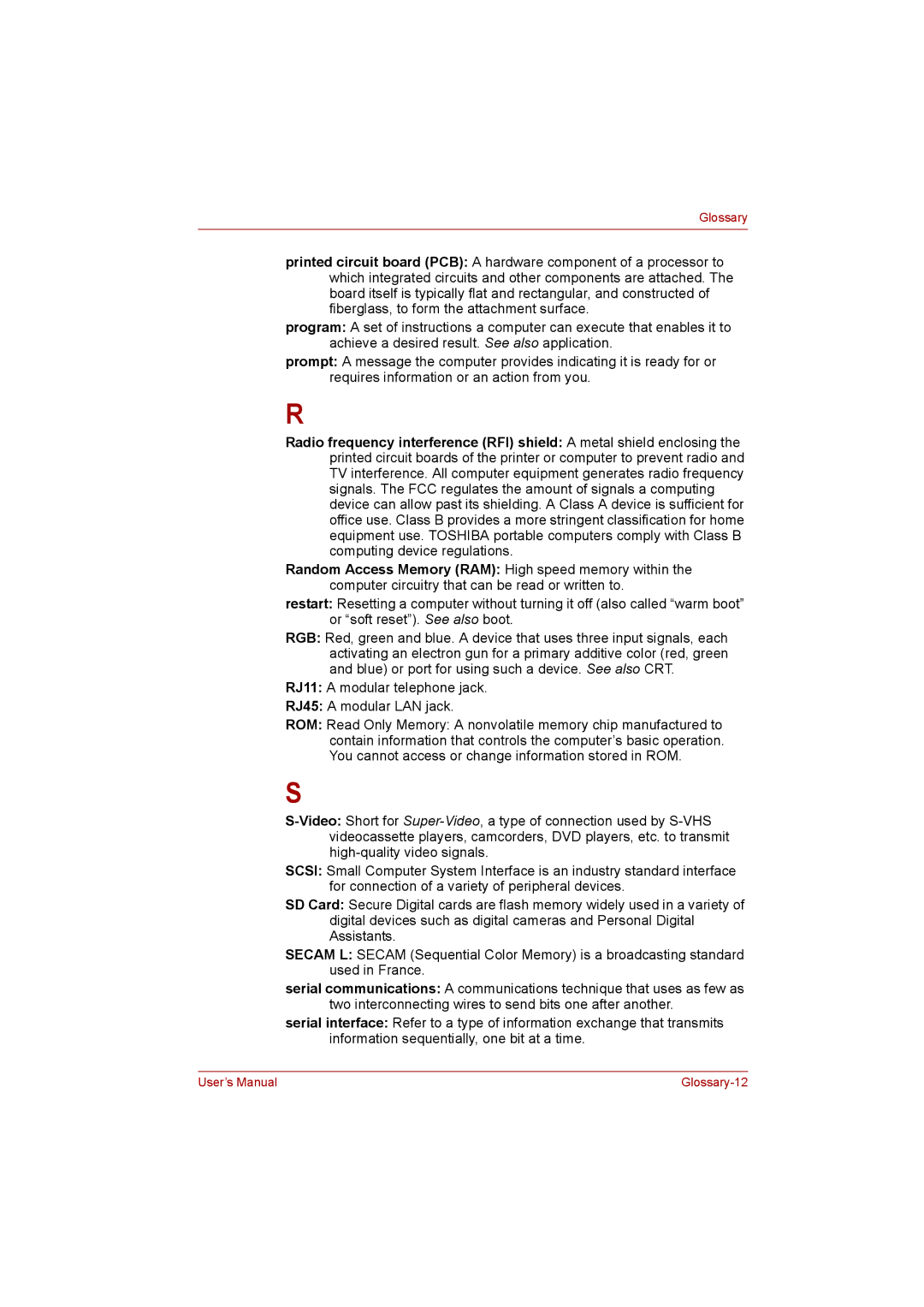 Toshiba C650D user manual Glossary-12 