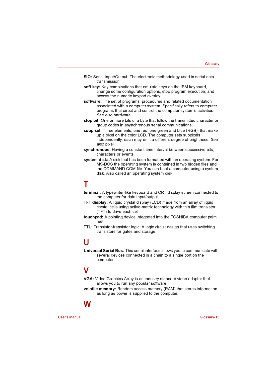 Toshiba C650D user manual Glossary-13 