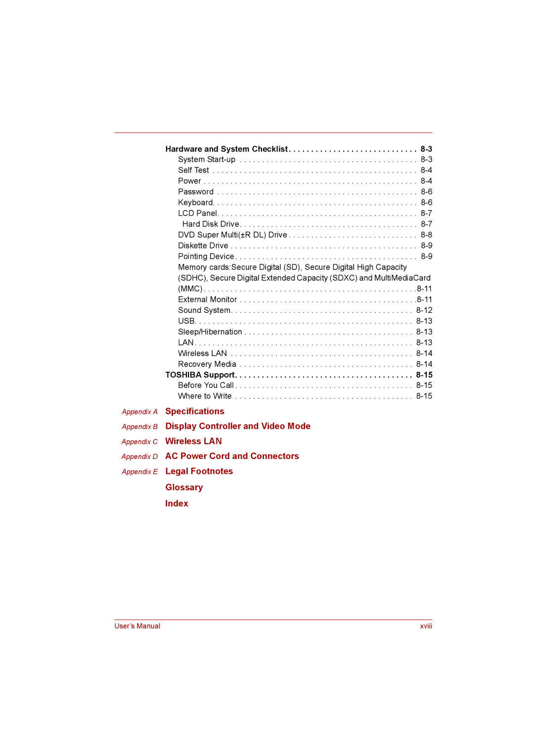 Toshiba C650D user manual Toshiba Support -15Before You Call -15 Where to Write 