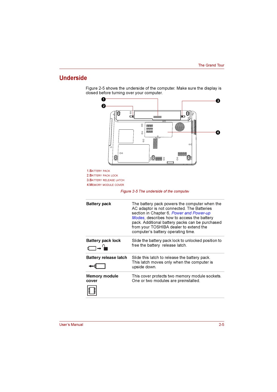 Toshiba C650D user manual Underside 