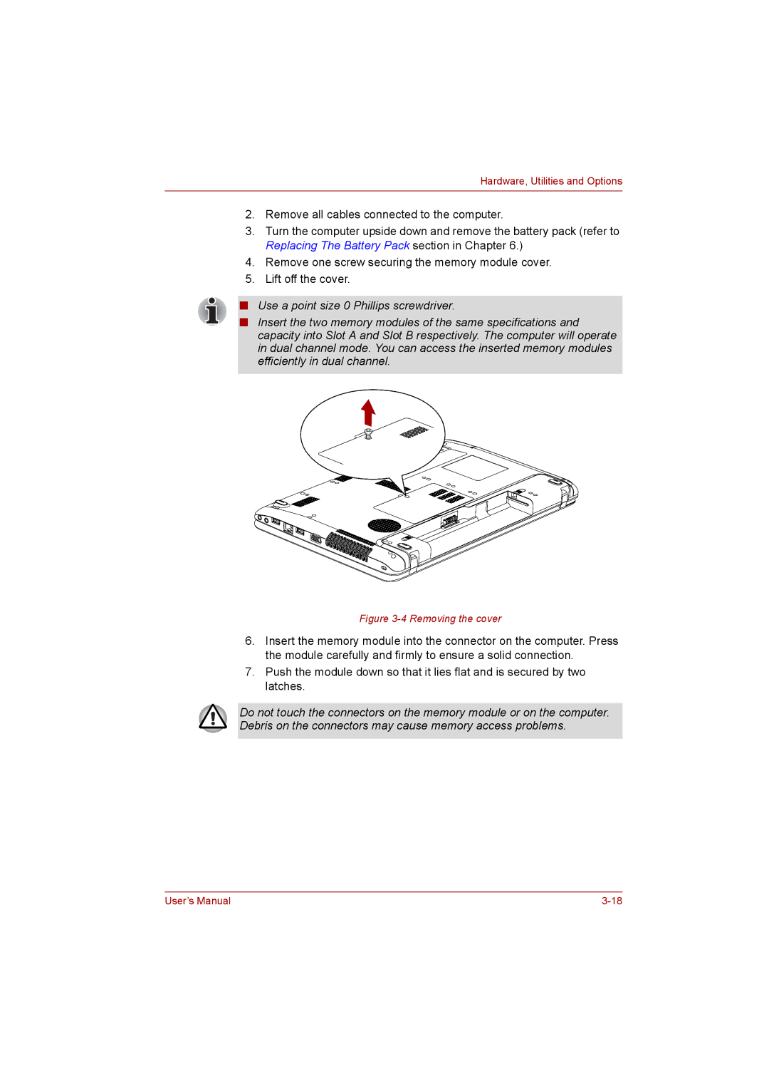 Toshiba C650D user manual Removing the cover 