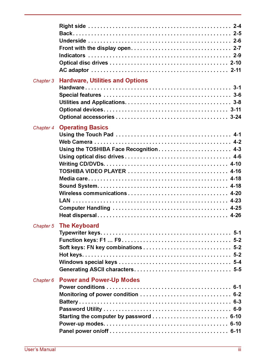 Toshiba C655, C650, C66 user manual Hardware, Utilities and Options 