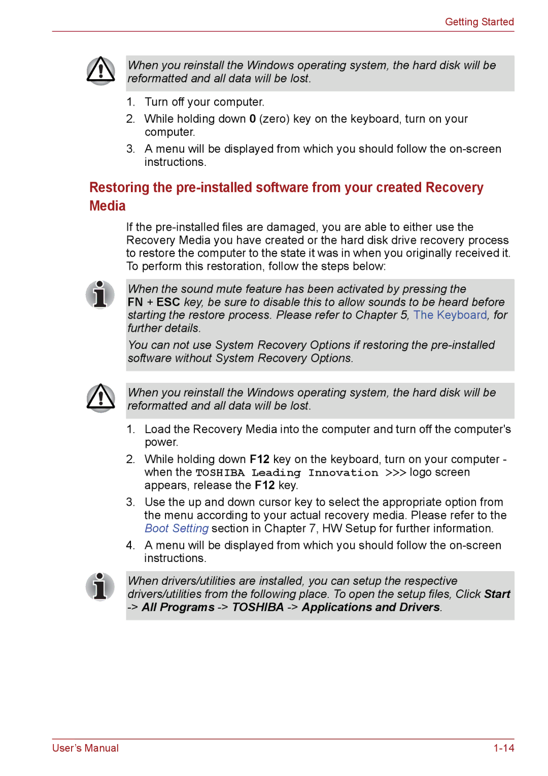 Toshiba C650, C655, C66 user manual Getting Started 