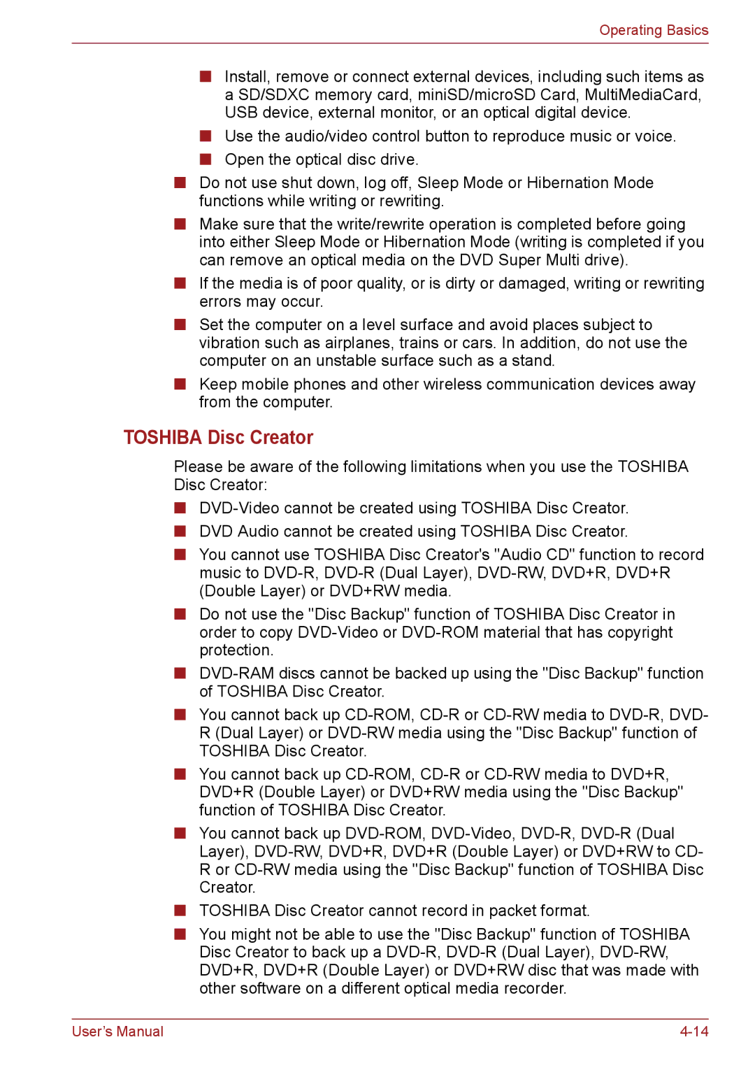 Toshiba C655, C650, C66 user manual Toshiba Disc Creator 