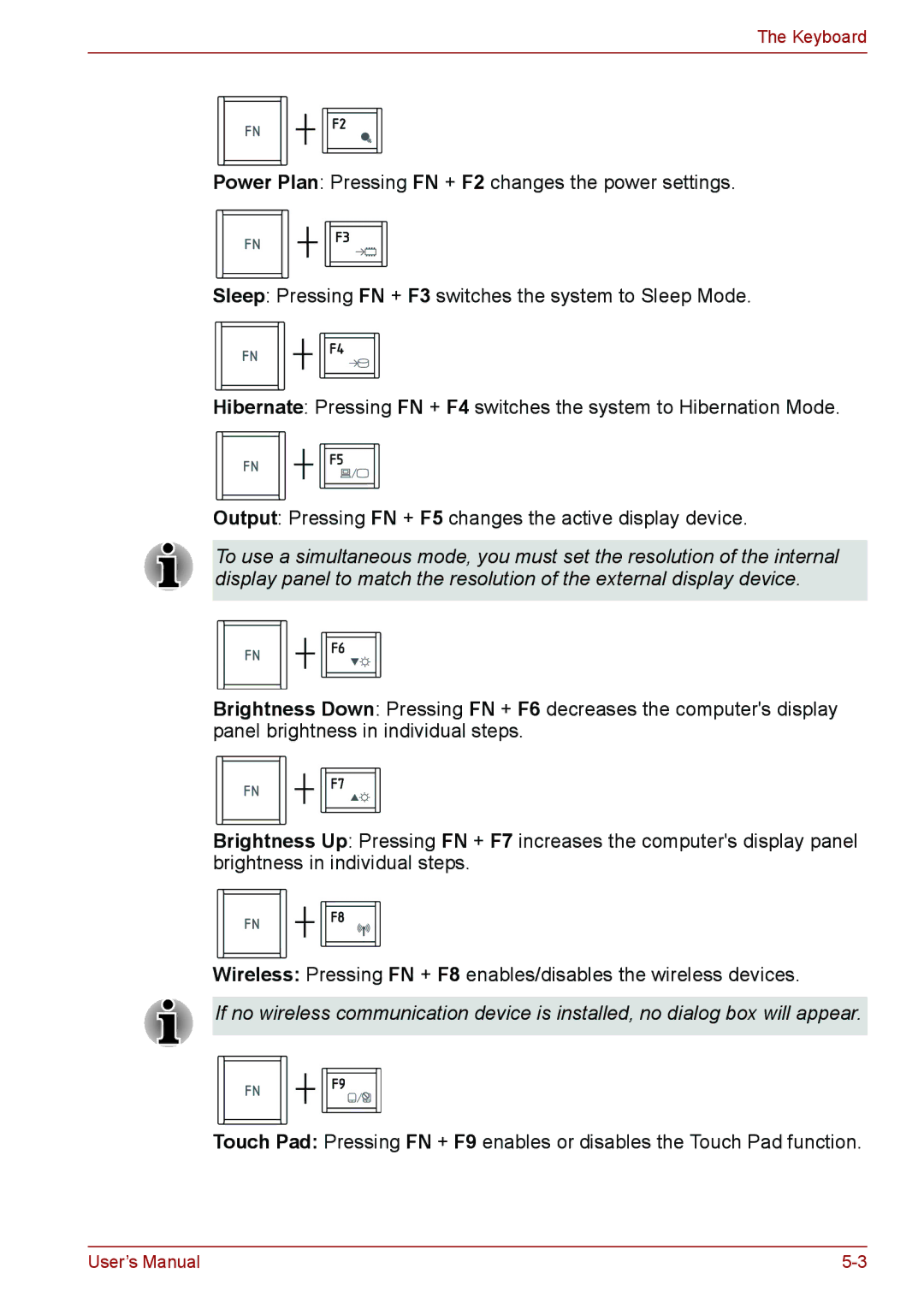 Toshiba C655, C650, C66 user manual Keyboard 