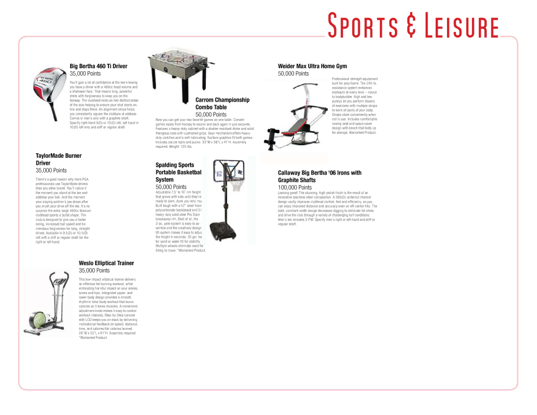 Toshiba Camera/ Camcorder manual Big Bertha 460 Ti Driver, TaylorMade Burner Driver, Weslo Elliptical Trainer 