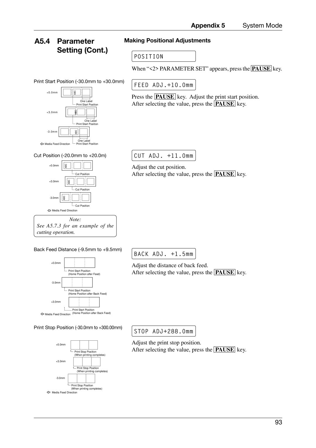 Toshiba CB-416-T3-QQ owner manual A5.4 Parameter Making Positional Adjustments 