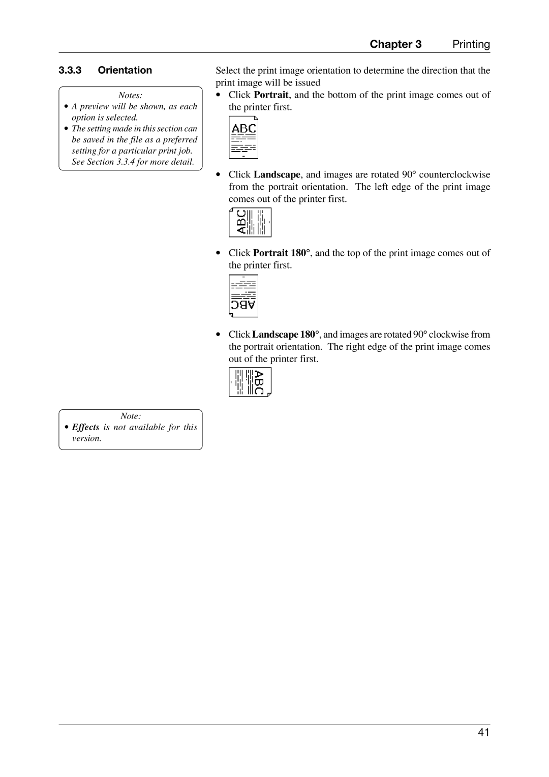 Toshiba CB-416-T3-QQ owner manual Orientation, ∙ a preview will be shown, as each option is selected 