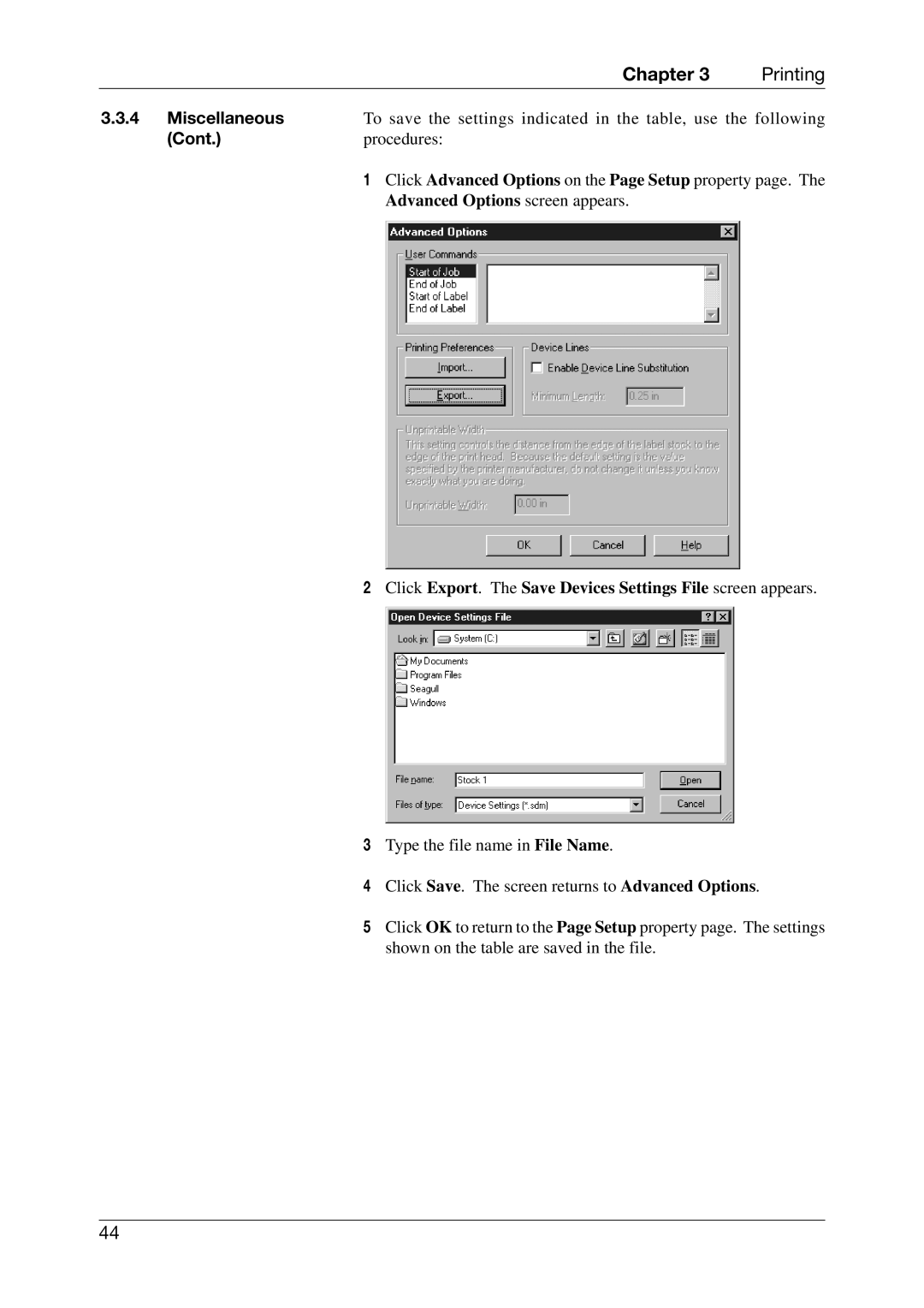 Toshiba CB-416-T3-QQ owner manual Click Export. The Save Devices Settings File screen appears 