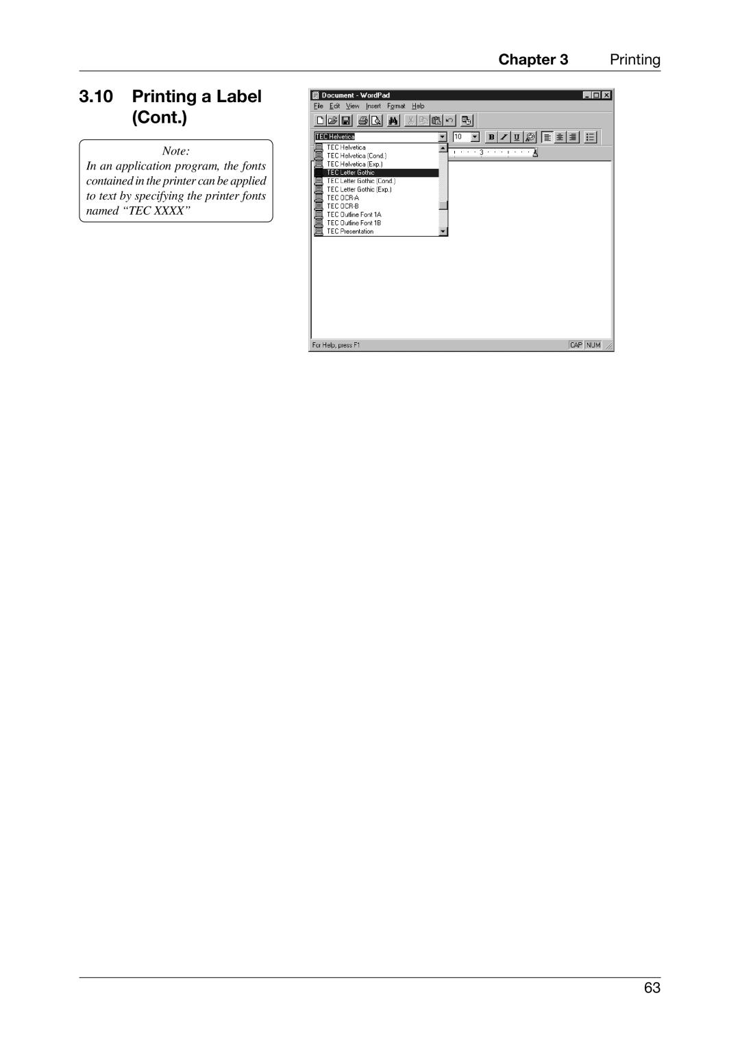 Toshiba CB-416-T3-QQ owner manual Printing a Label 