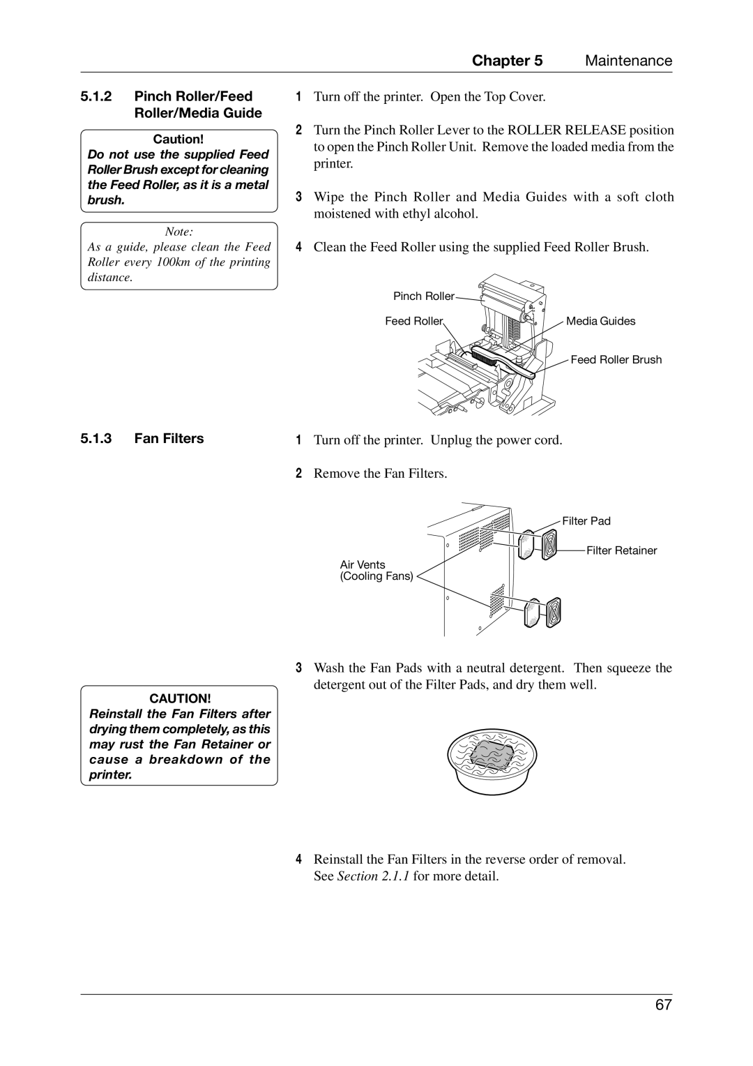 Toshiba CB-416-T3-QQ owner manual Pinch Roller/Feed Roller/Media Guide, Turn off the printer. Unplug the power cord 