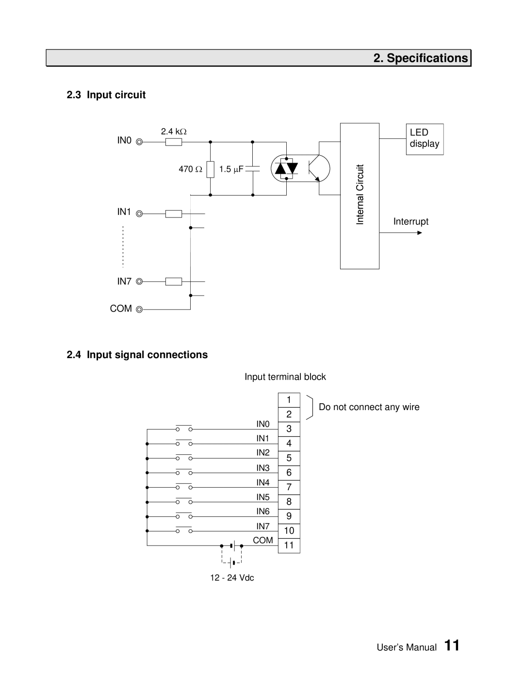 Toshiba CD332 user manual Input circuit, Input signal connections 