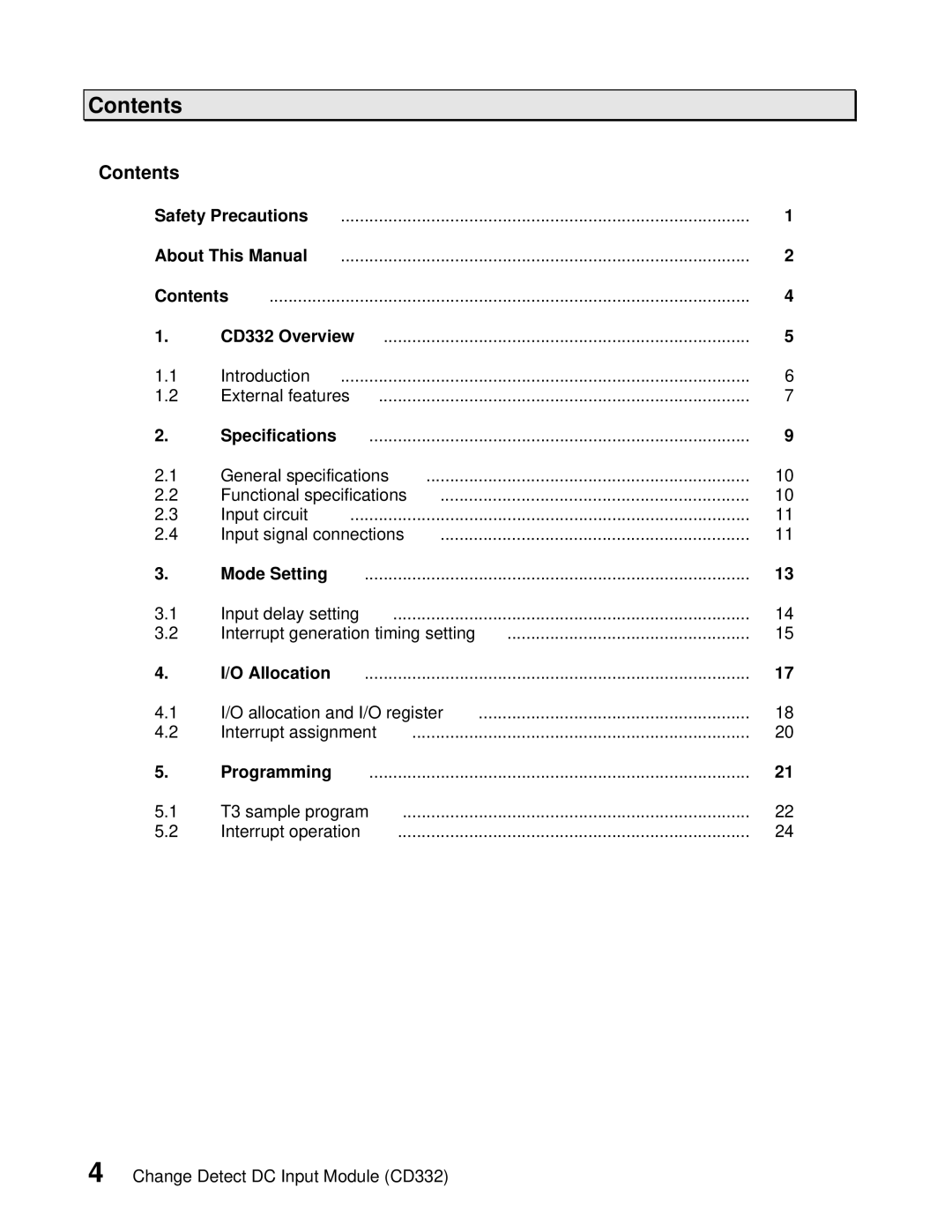 Toshiba CD332 user manual Contents 