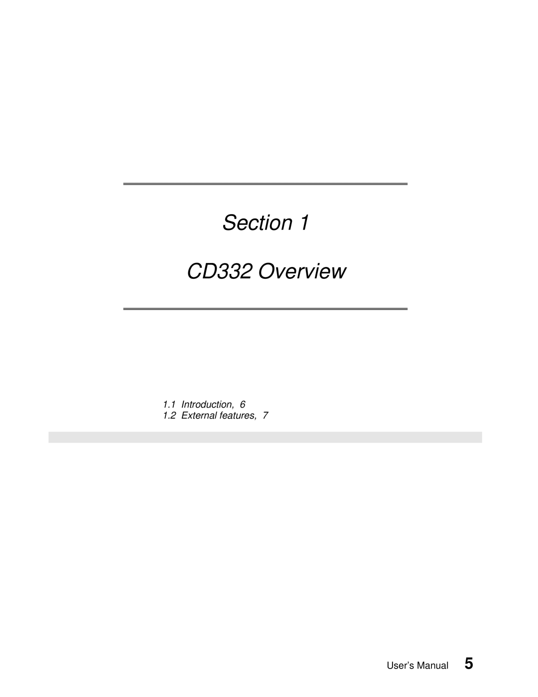 Toshiba user manual Section CD332 Overview 