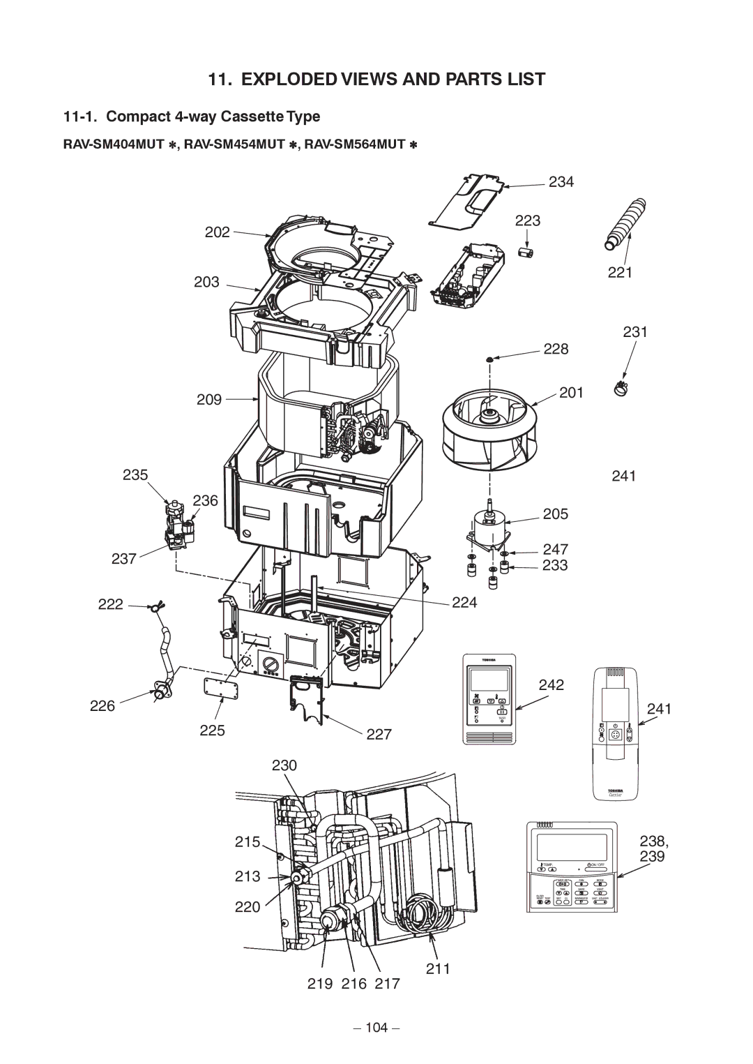 Toshiba CEILING TYPE, CONCEALED DUCK TYPE service manual 209, 104 