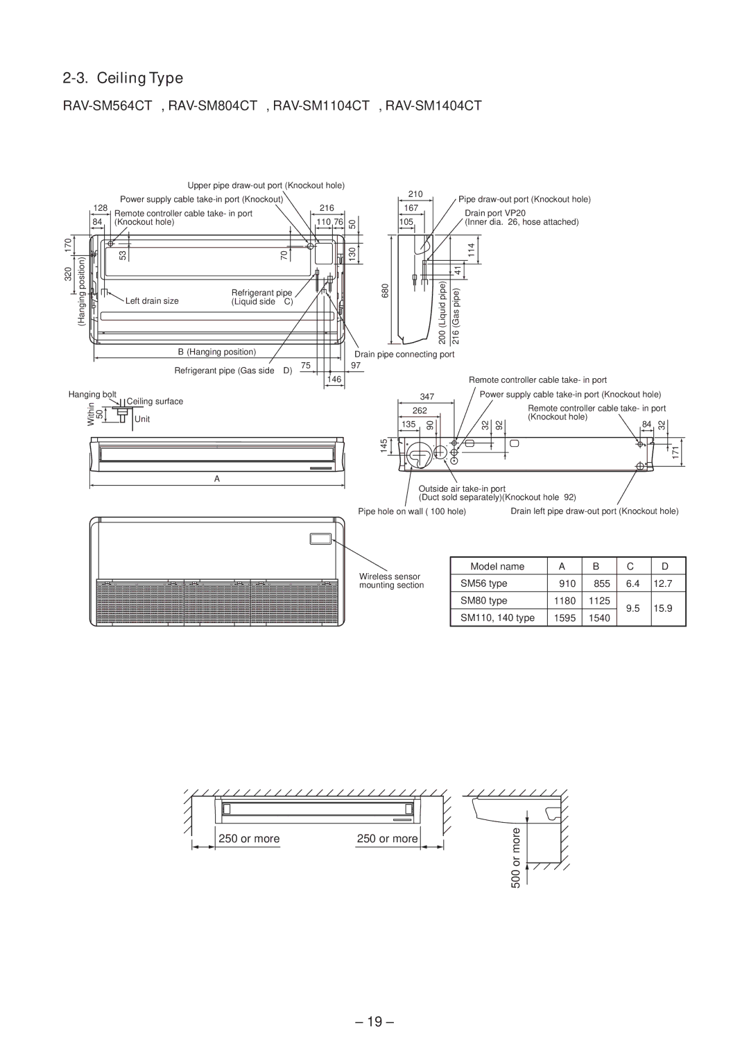 Toshiba CONCEALED DUCK TYPE, CEILING TYPE Ceiling Type, RAV-SM564CT∗, RAV-SM804CT∗, RAV-SM1104CT∗, RAV-SM1404CT∗ 