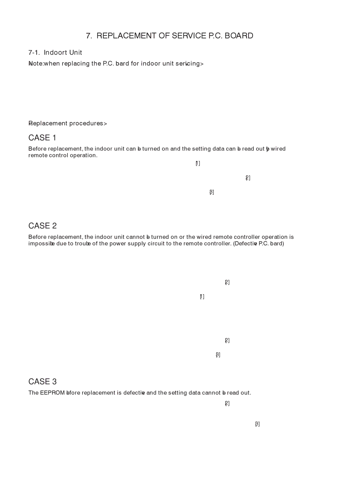 Toshiba CEILING TYPE, CONCEALED DUCK TYPE service manual Case, Replacement procedures 