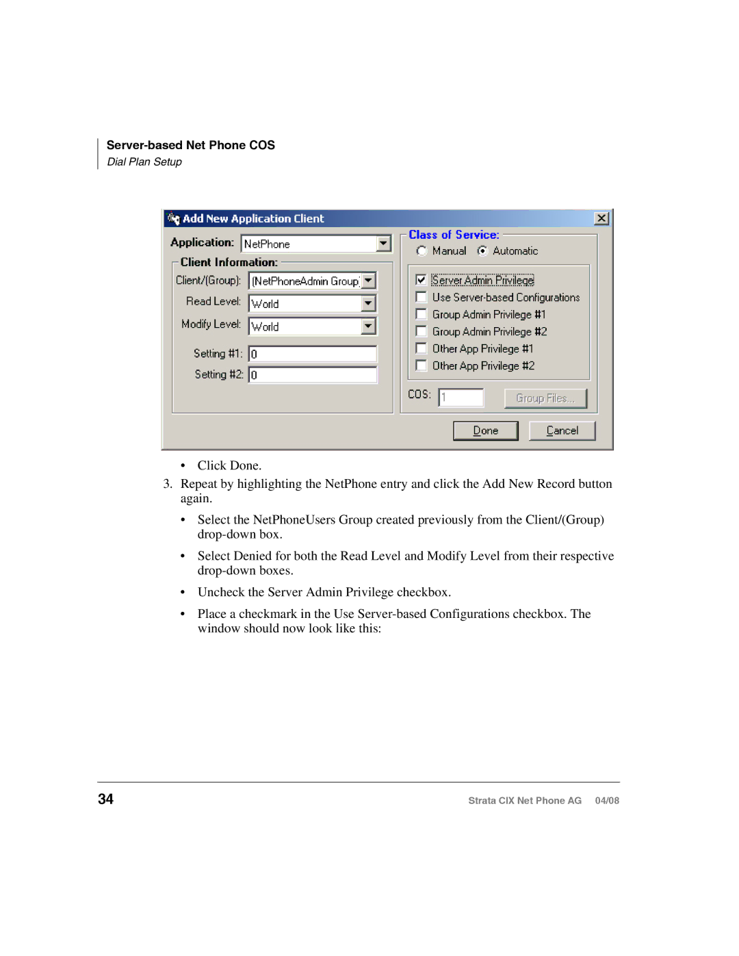 Toshiba CIX-AG-NP-VA manual Server-based Net Phone COS 