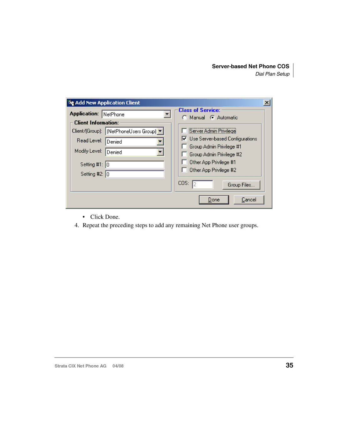 Toshiba CIX-AG-NP-VA manual Server-based Net Phone COS 