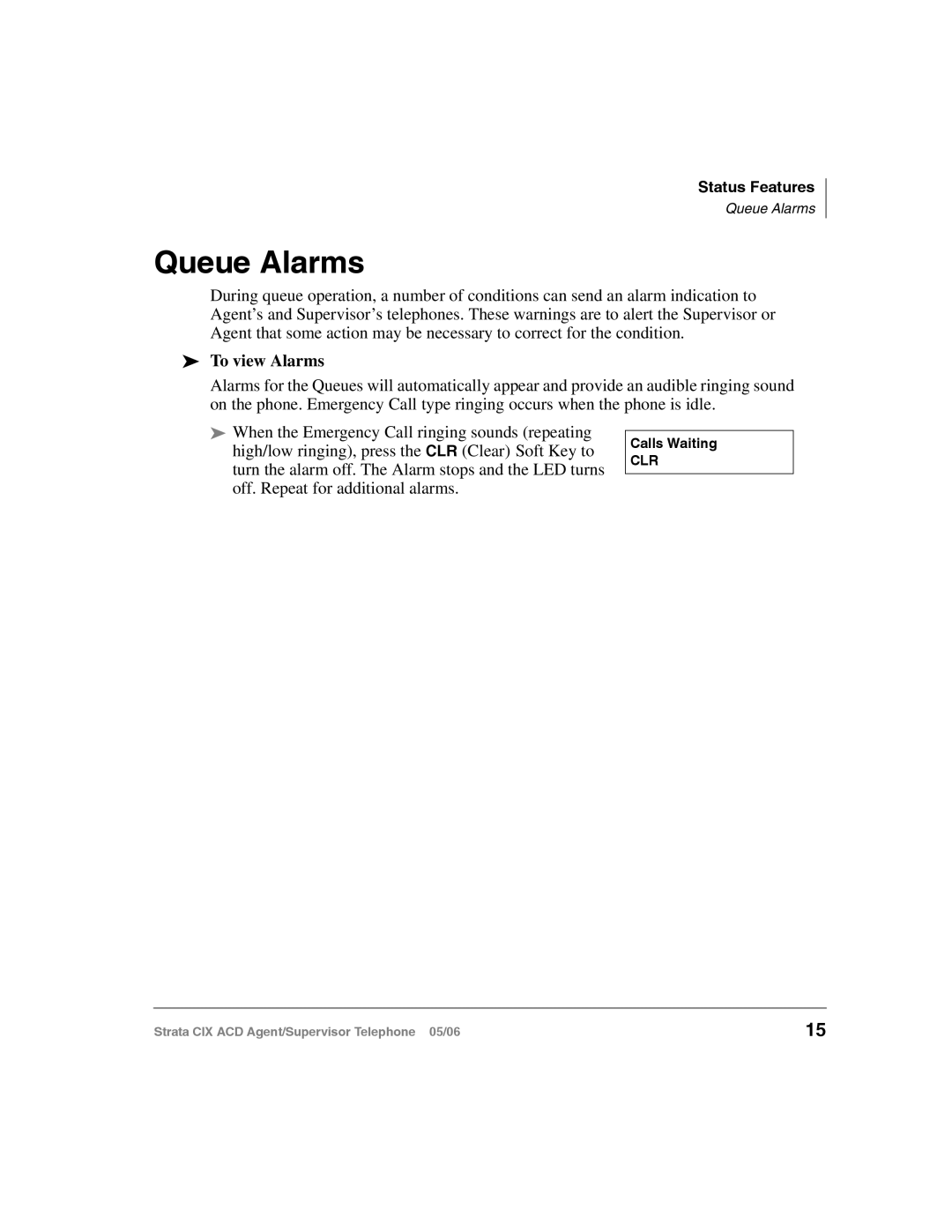 Toshiba CIX-SG-CCACD-VB manual Queue Alarms, To view Alarms 