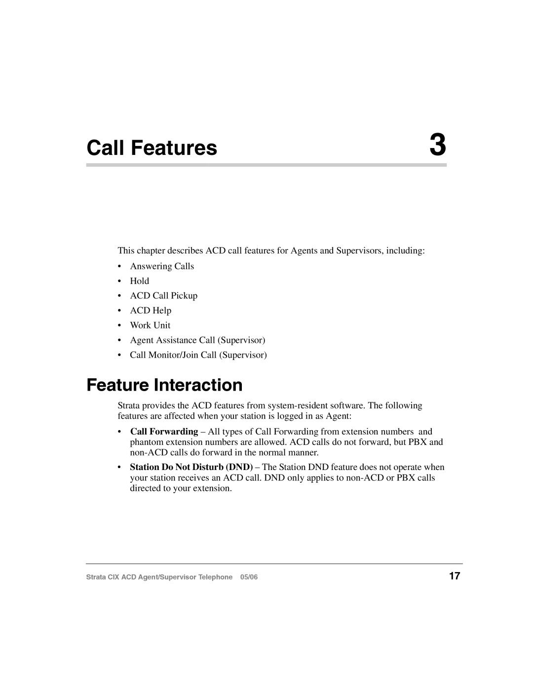 Toshiba CIX-SG-CCACD-VB manual Call Features, Feature Interaction 