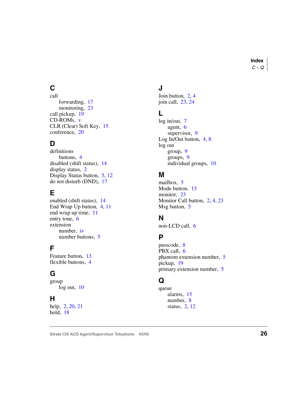 Toshiba CIX-SG-CCACD-VB manual Index 