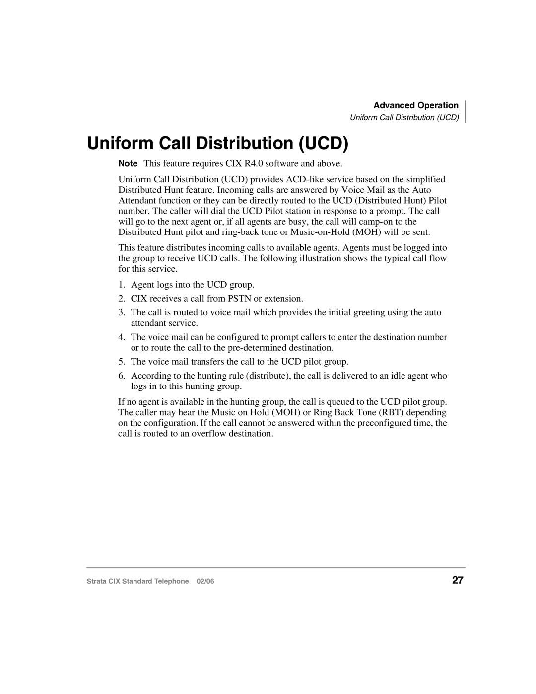 Toshiba CIX-UG-STDTELVB manual Uniform Call Distribution UCD 