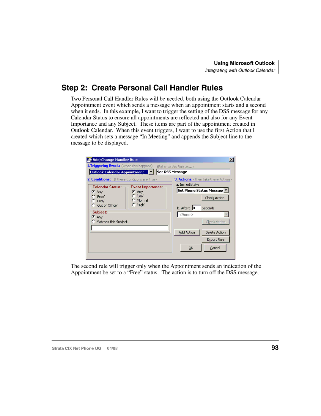 Toshiba CIX100-S, CIX200 manual Create Personal Call Handler Rules 