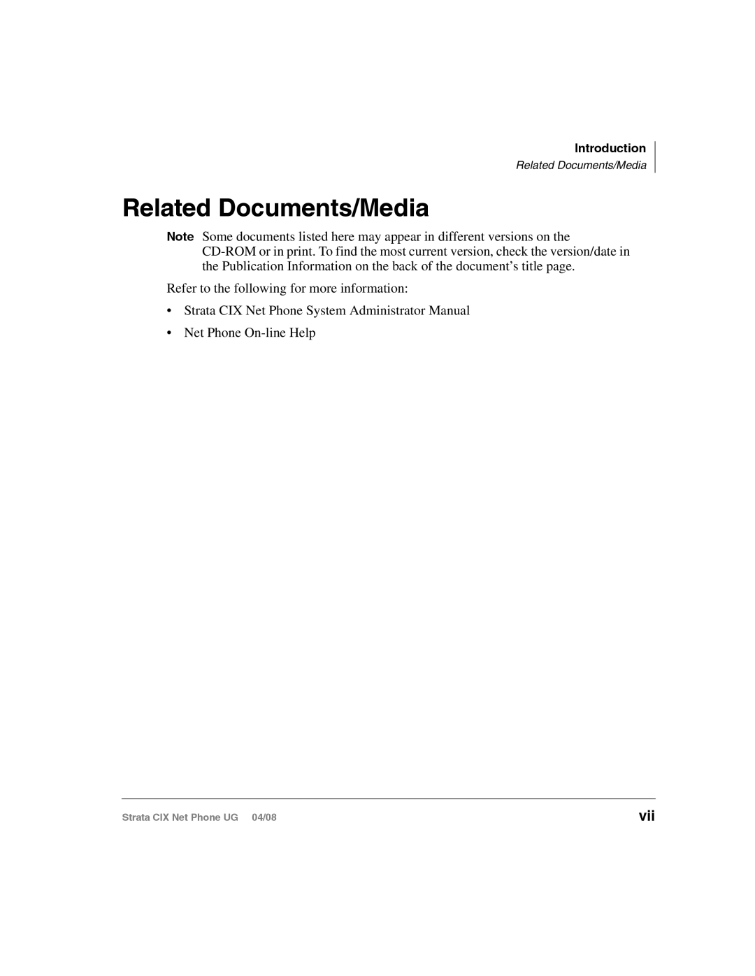 Toshiba CIX200, CIX100-S manual Related Documents/Media, Vii 