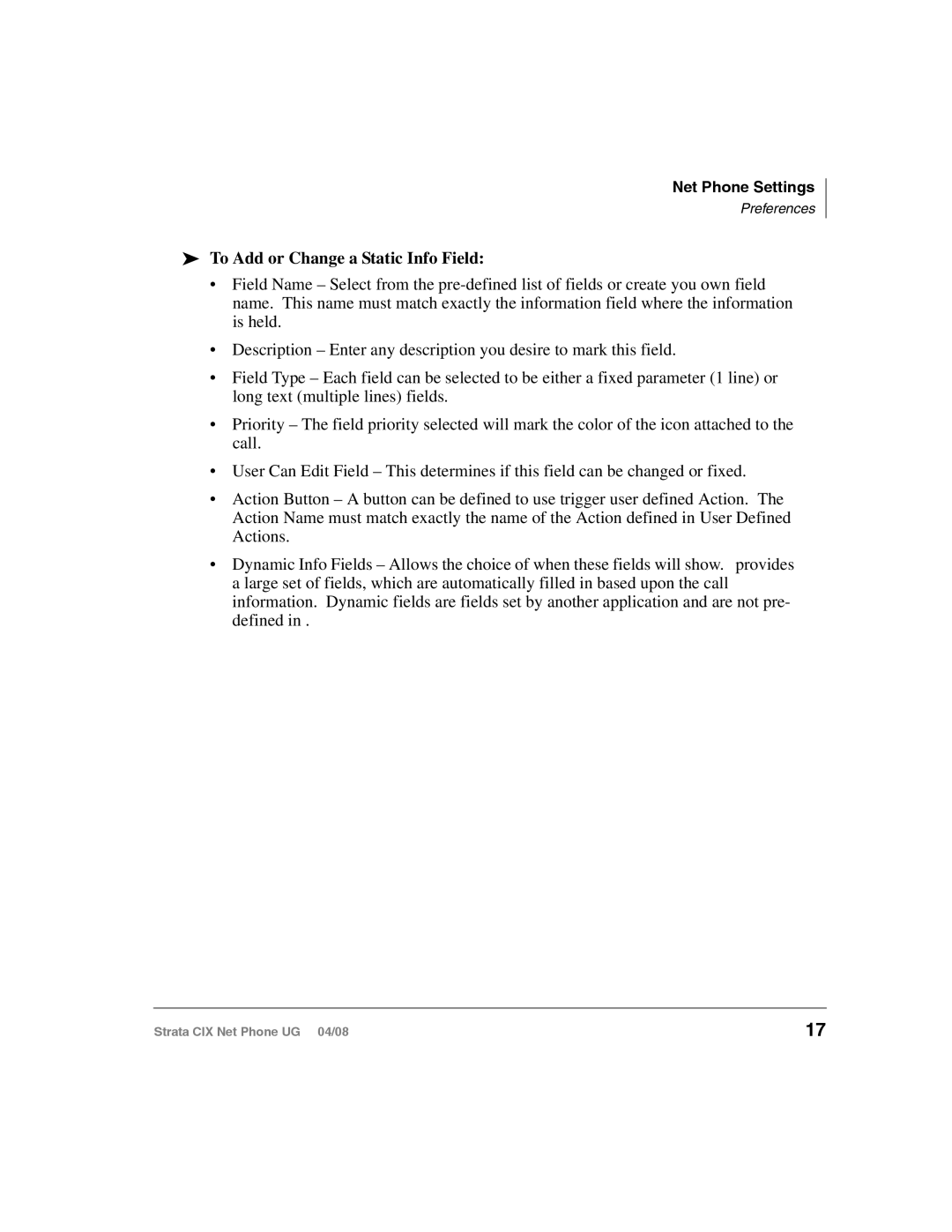 Toshiba CIX200, CIX100-S manual To Add or Change a Static Info Field 