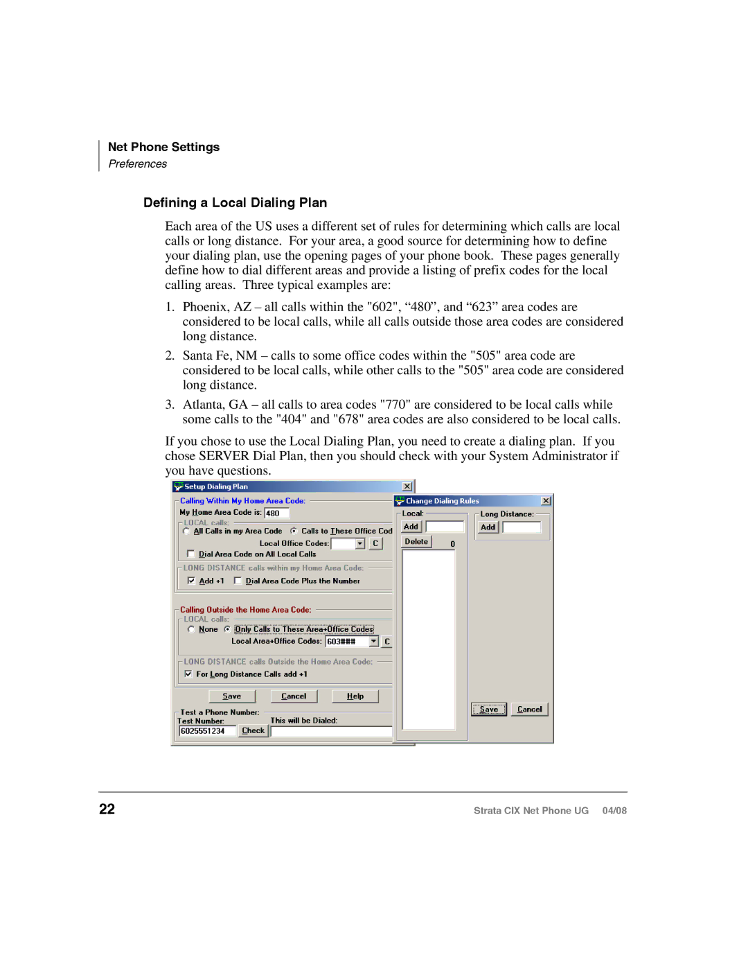 Toshiba CIX200, CIX100-S manual Defining a Local Dialing Plan 