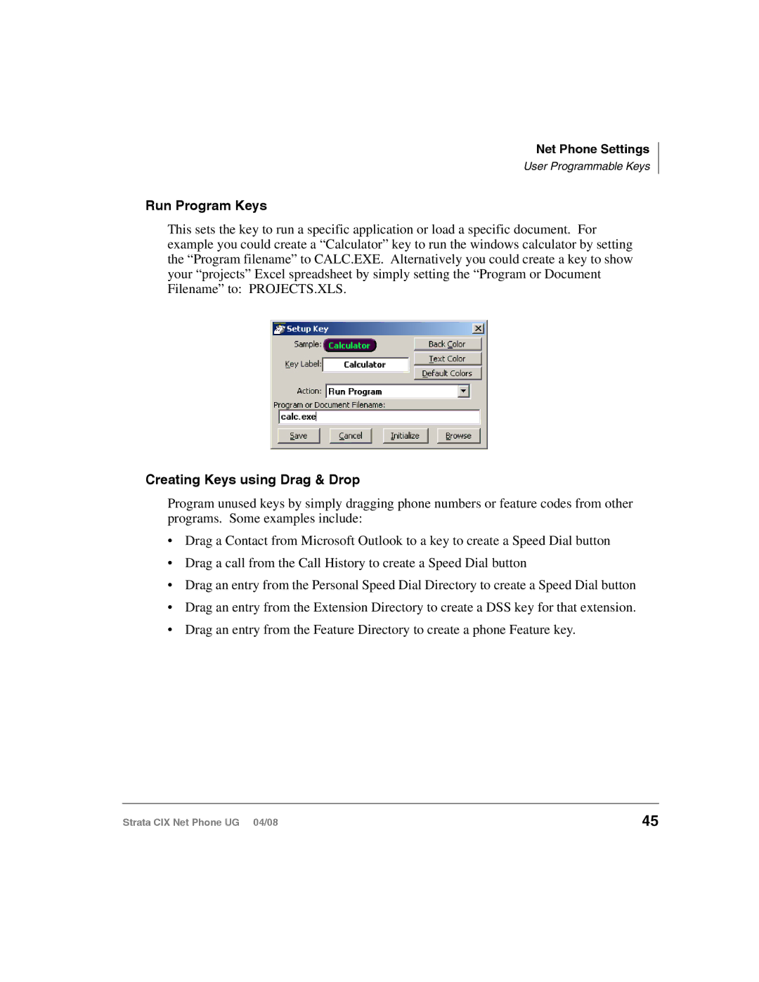 Toshiba CIX100-S, CIX200 manual Run Program Keys, Creating Keys using Drag & Drop 