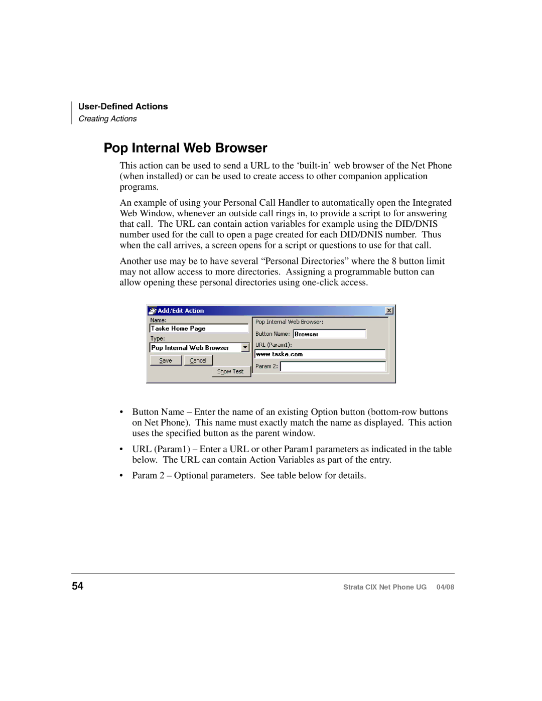 Toshiba CIX100-S, CIX200 manual Pop Internal Web Browser 