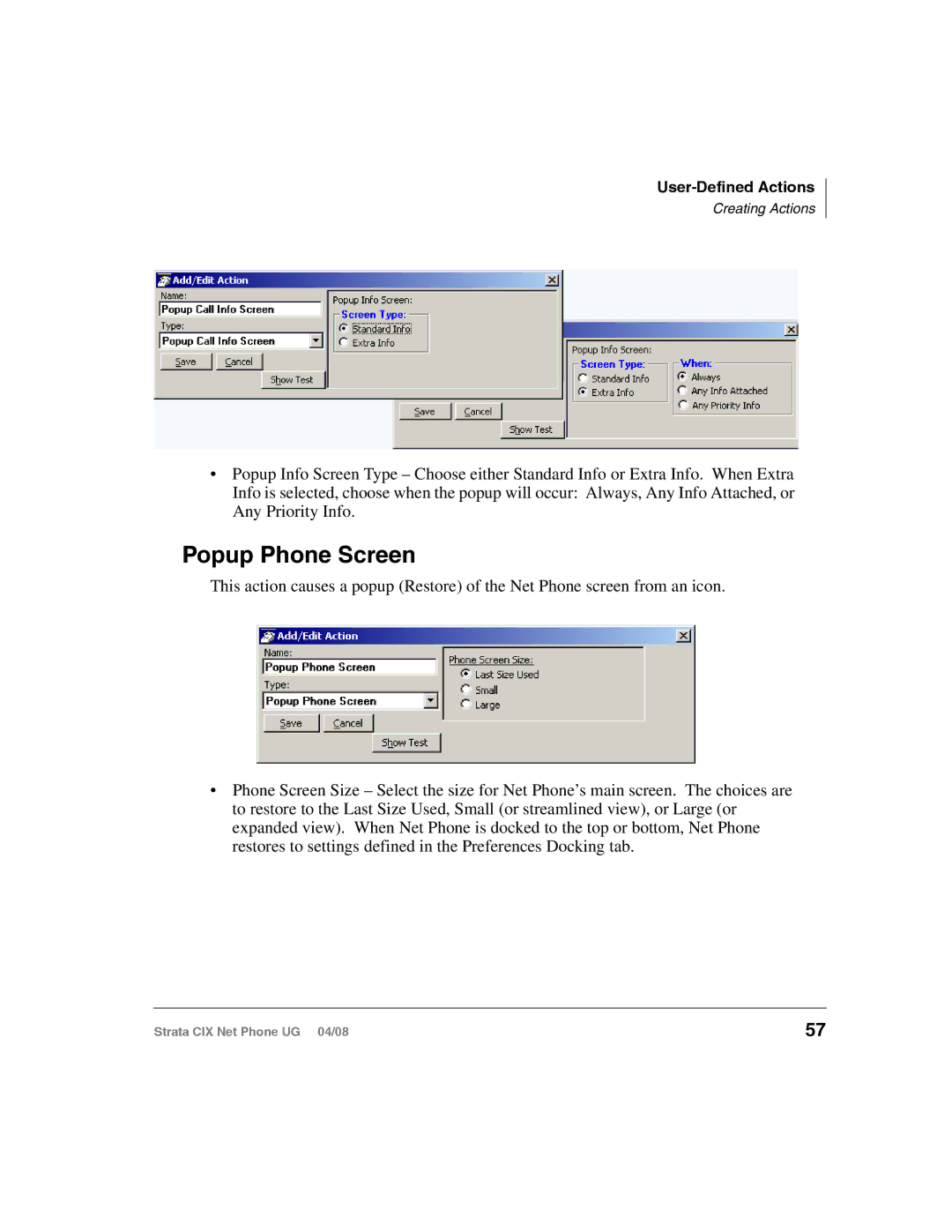 Toshiba CIX100-S, CIX200 manual Popup Phone Screen 