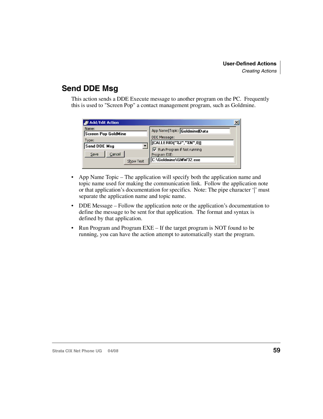 Toshiba CIX200, CIX100-S manual Send DDE Msg 