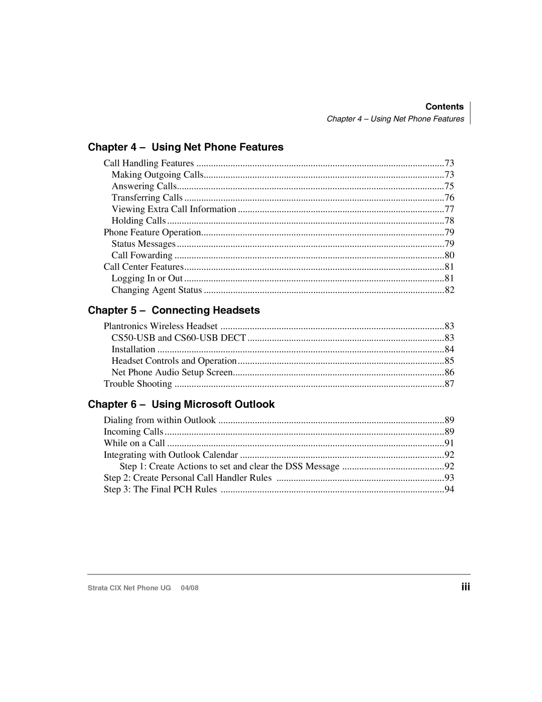 Toshiba CIX200, CIX100-S manual Using Net Phone Features, Iii 