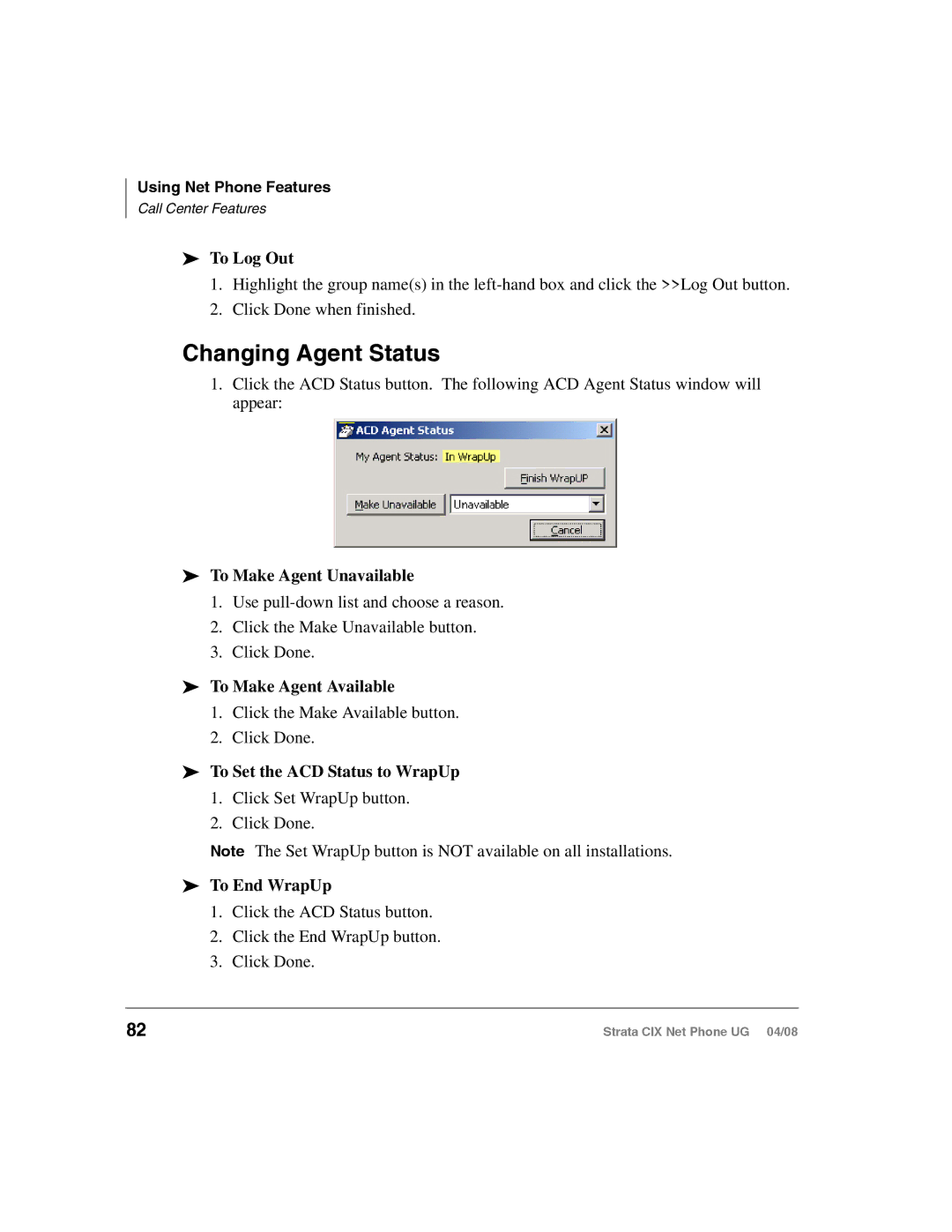 Toshiba CIX200, CIX100-S manual Changing Agent Status 