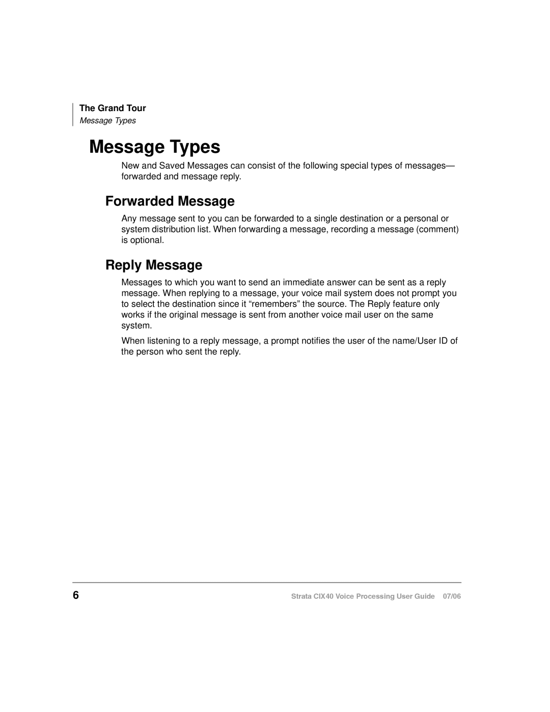 Toshiba CIX40 manual Message Types, Forwarded Message, Reply Message 