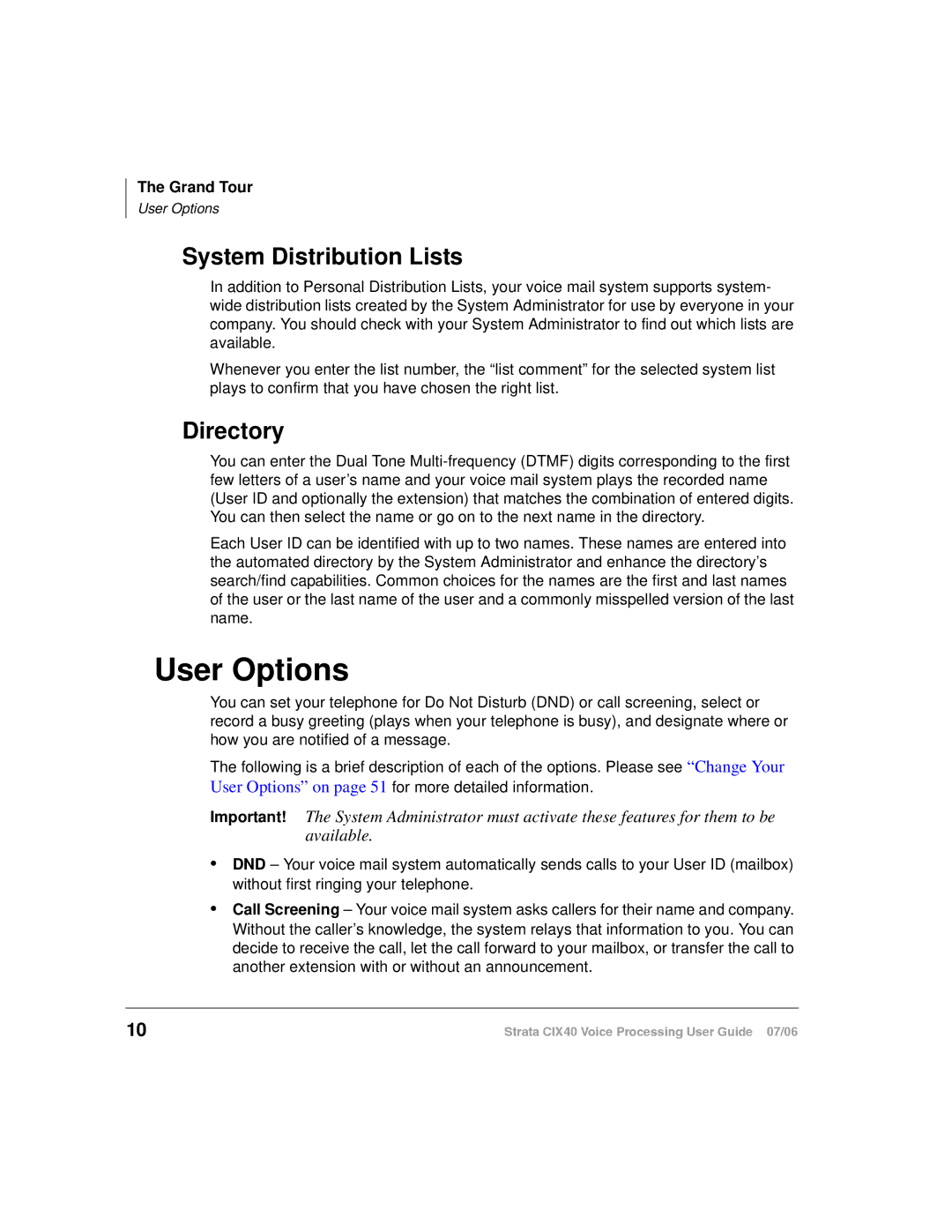 Toshiba CIX40 manual User Options, System Distribution Lists, Directory 