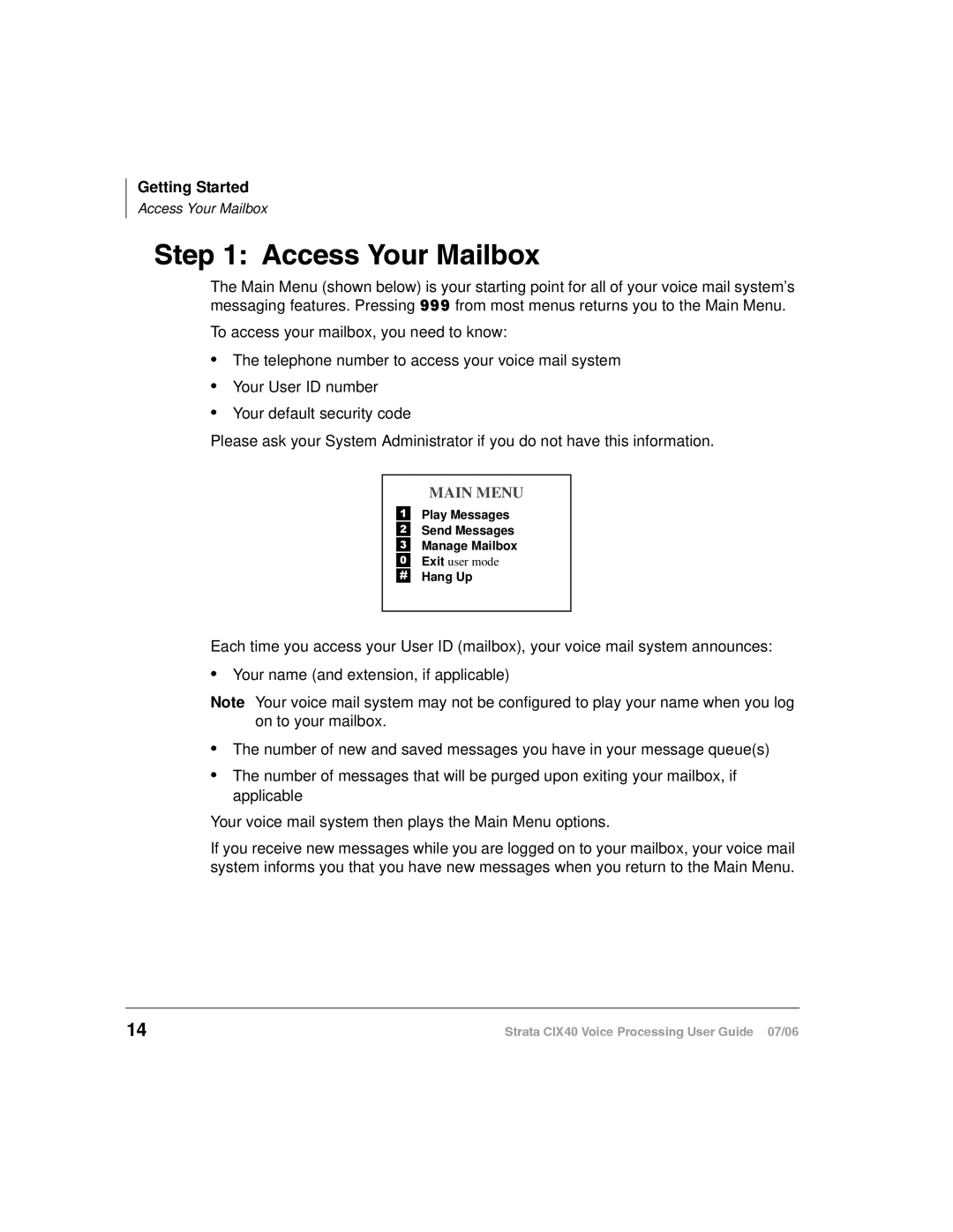 Toshiba CIX40 manual Access Your Mailbox 