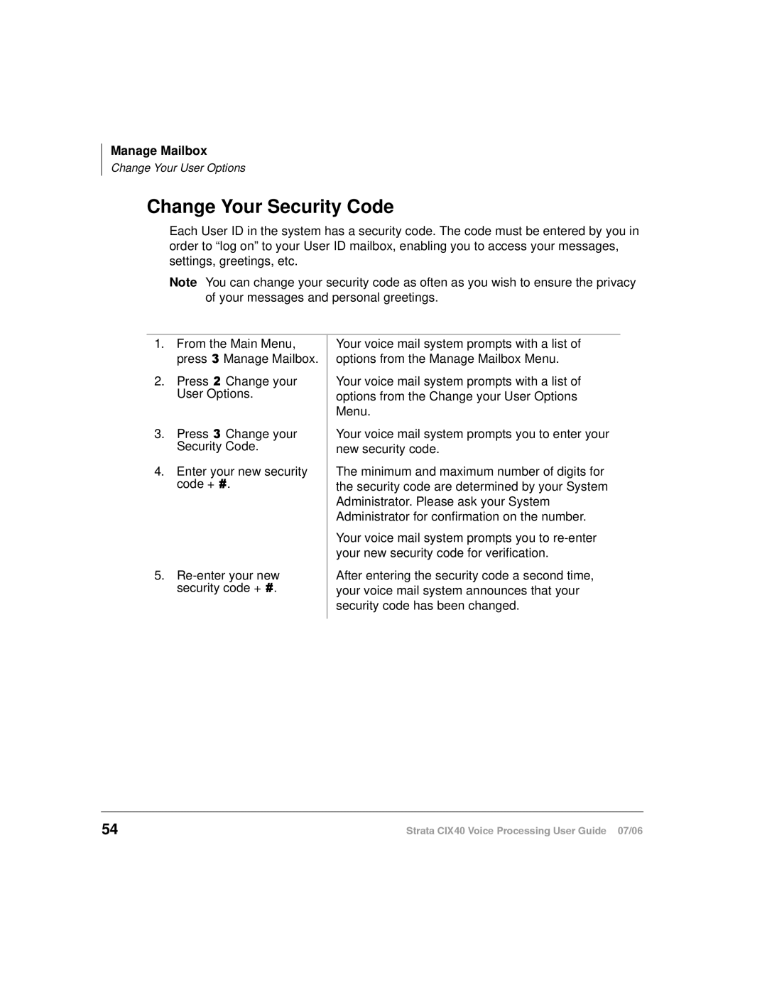 Toshiba CIX40 manual Change Your Security Code 