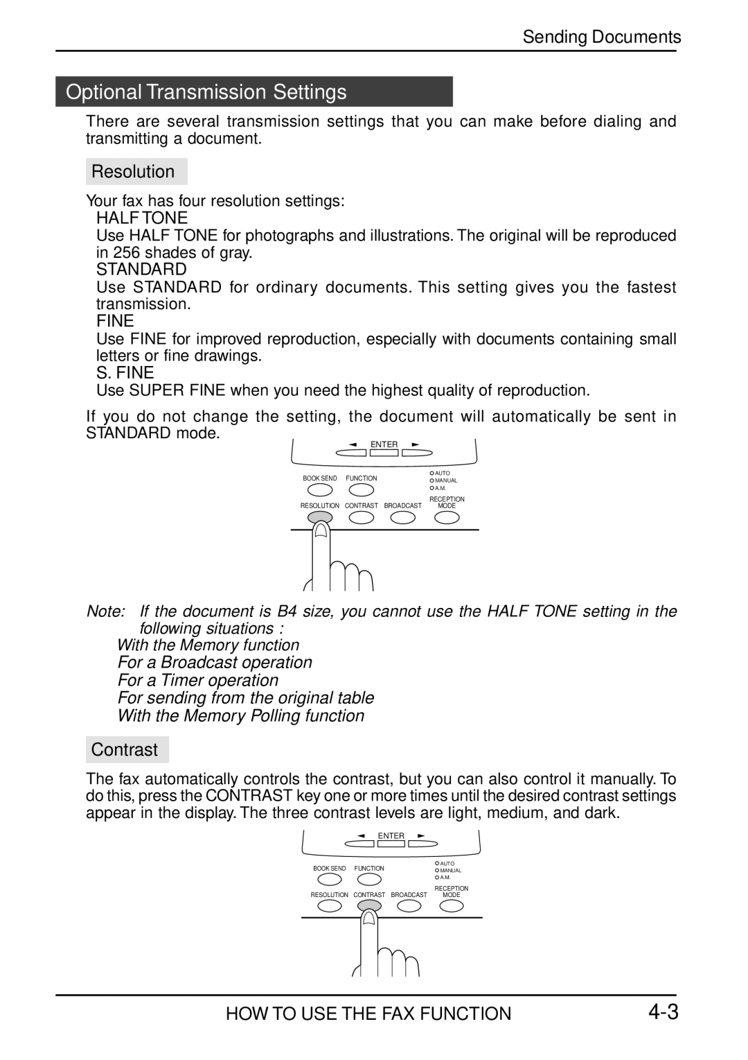 Toshiba Copier manual Optional Transmission Settings, Resolution, Contrast 