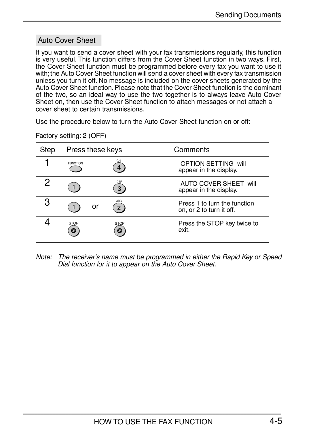 Toshiba Copier manual Auto Cover Sheet 