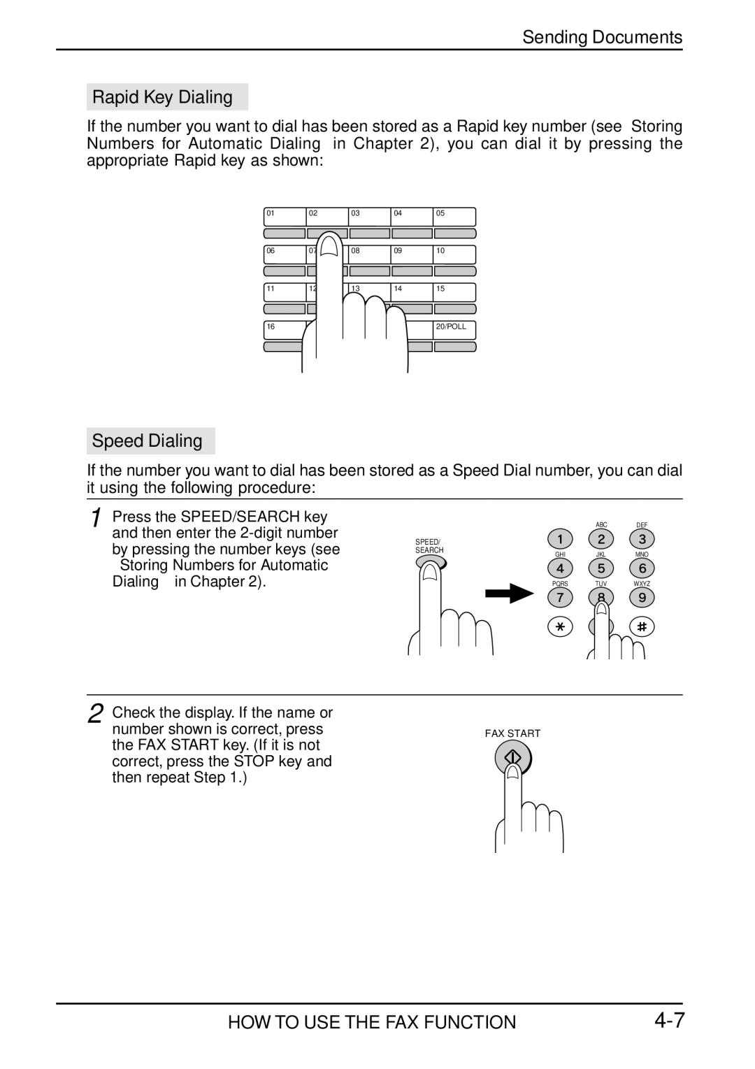 Toshiba Copier manual Rapid Key Dialing, Speed Dialing 