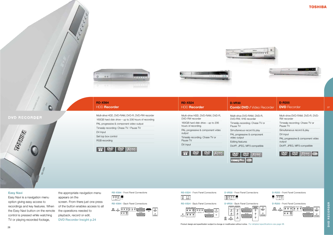 Toshiba CPBRO2005Eu brochure DVD Recorder, HDD Recorder, Combi DVD / Video Recorder 